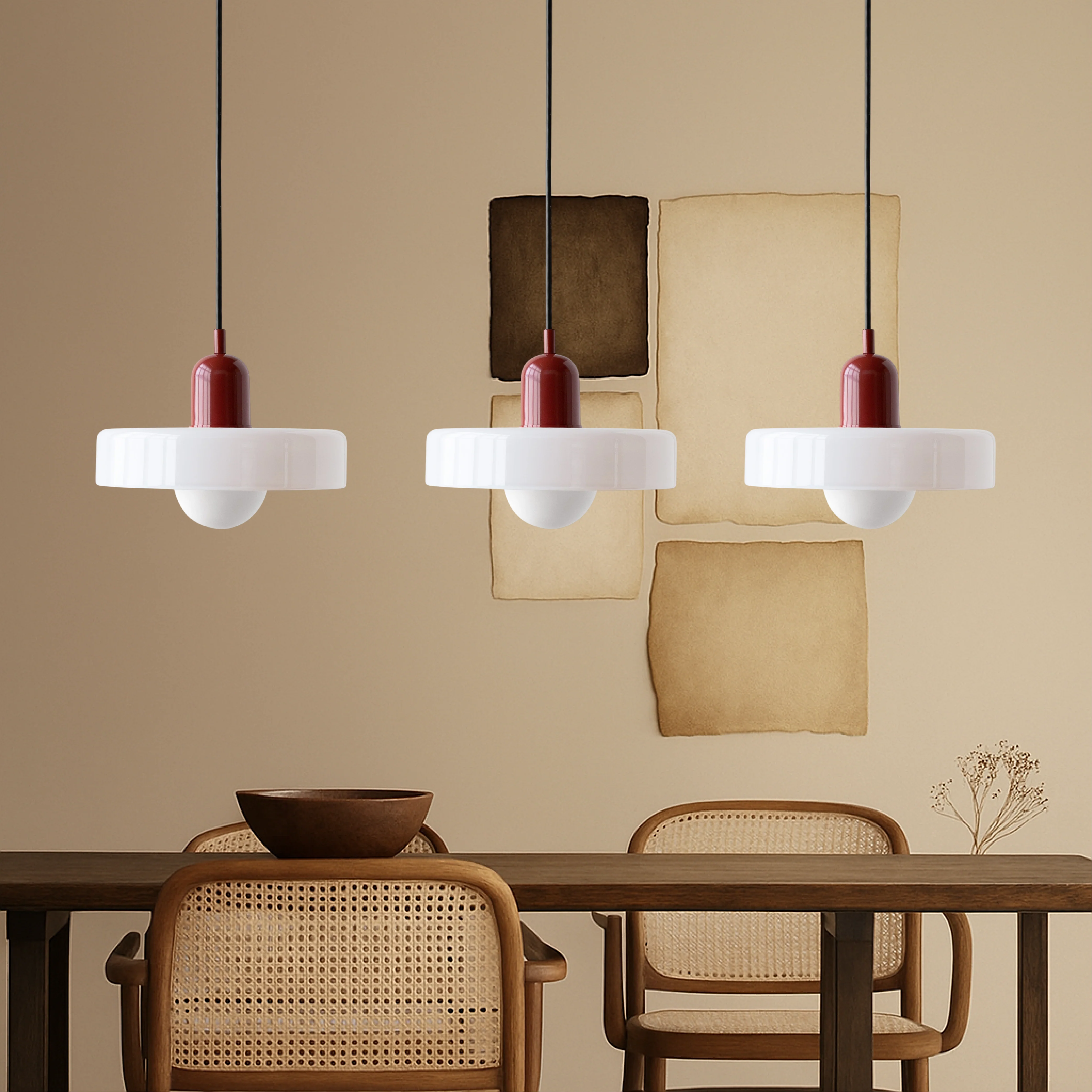 Three-Head Colored Glass Pendant Light in Bauhaus Style - Image 4