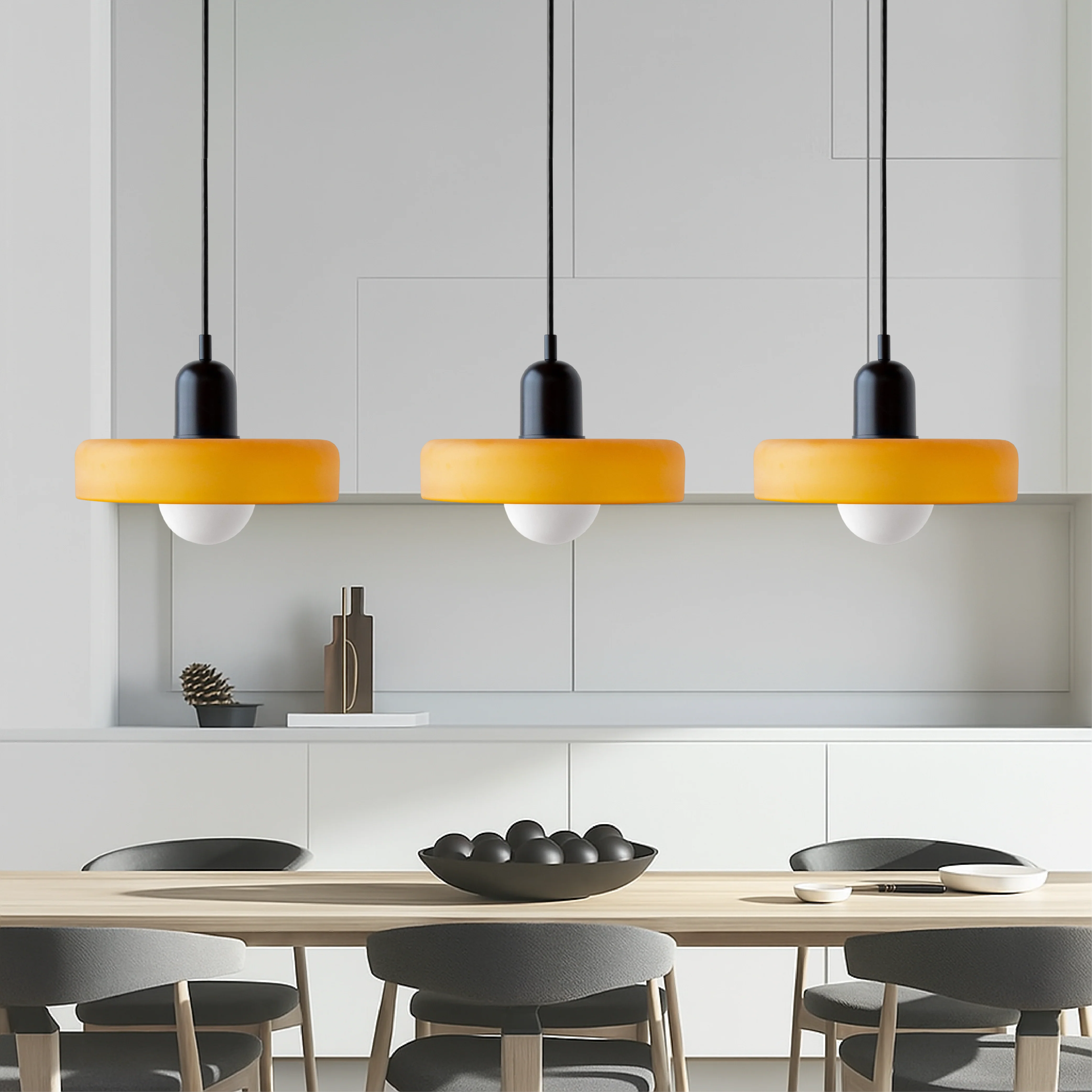 Three-Head Colored Glass Pendant Light in Bauhaus Style - Image 6