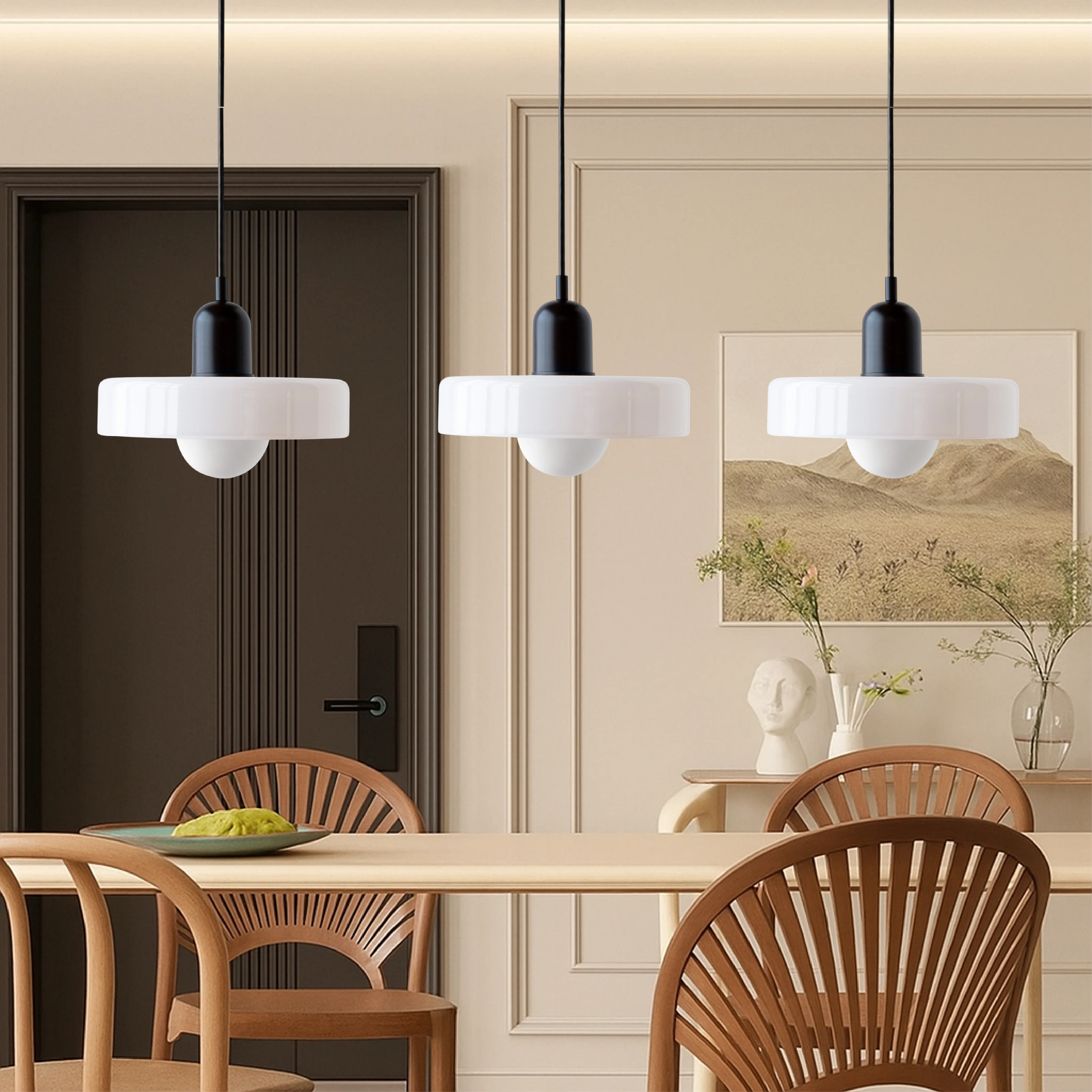 Three-Head Colored Glass Pendant Light in Bauhaus Style - Image 8
