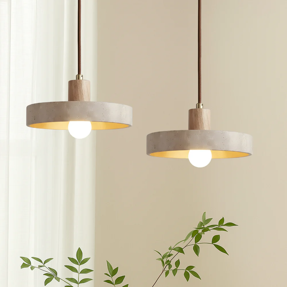 Travertine Bauhaus Pendant Light - Modern Stone Lamp