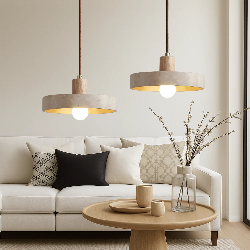 Travertine Bauhaus Pendant Light - Modern Stone Lamp - Image 2