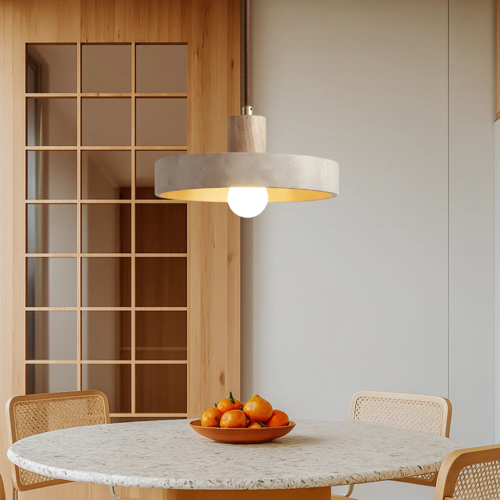 Travertine Bauhaus Pendant Light - Modern Stone Lamp - Image 5