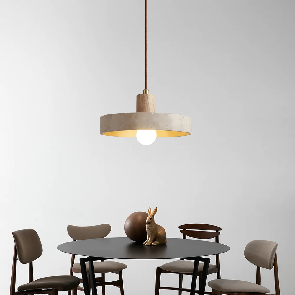 Travertine Bauhaus Pendant Light - Modern Stone Lamp - Image 6