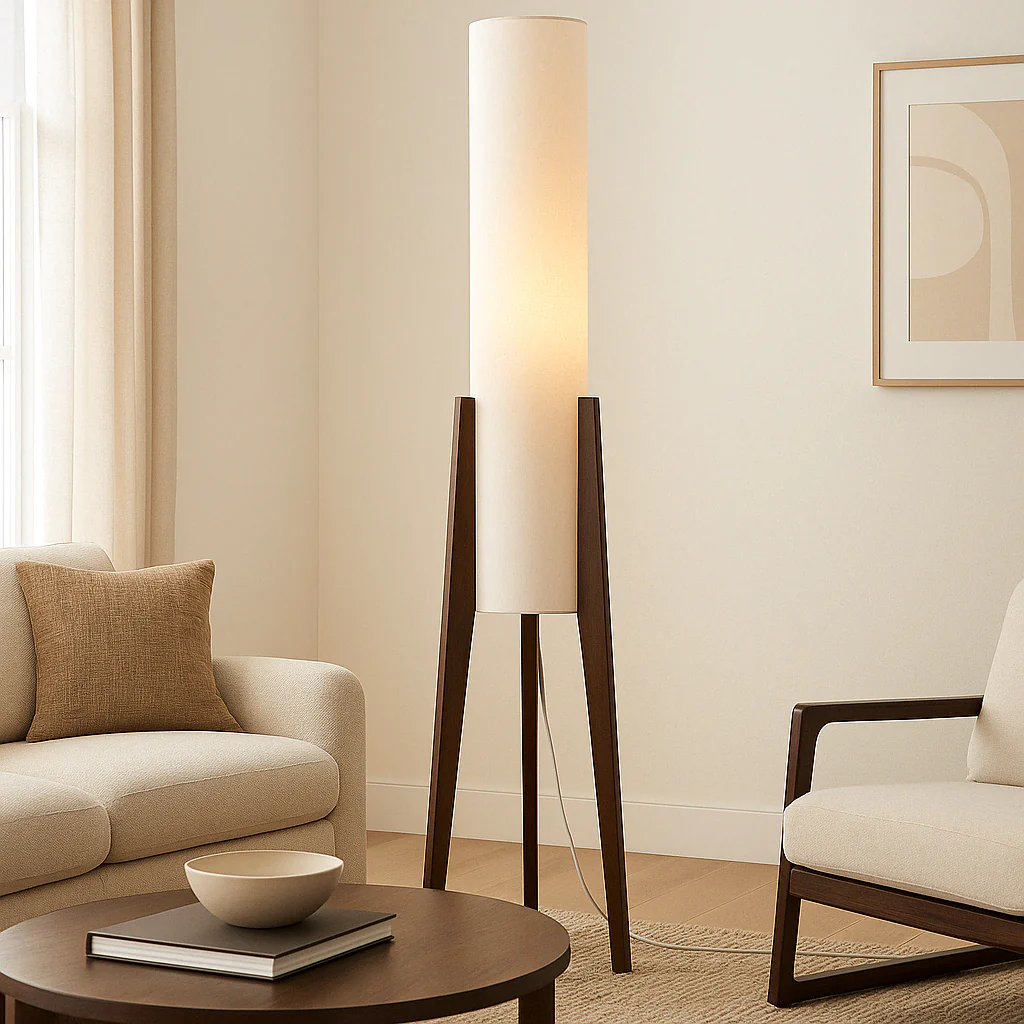 Walnut Floor Lamp | Solid Wood, Handcrafted with Warm LED Glow