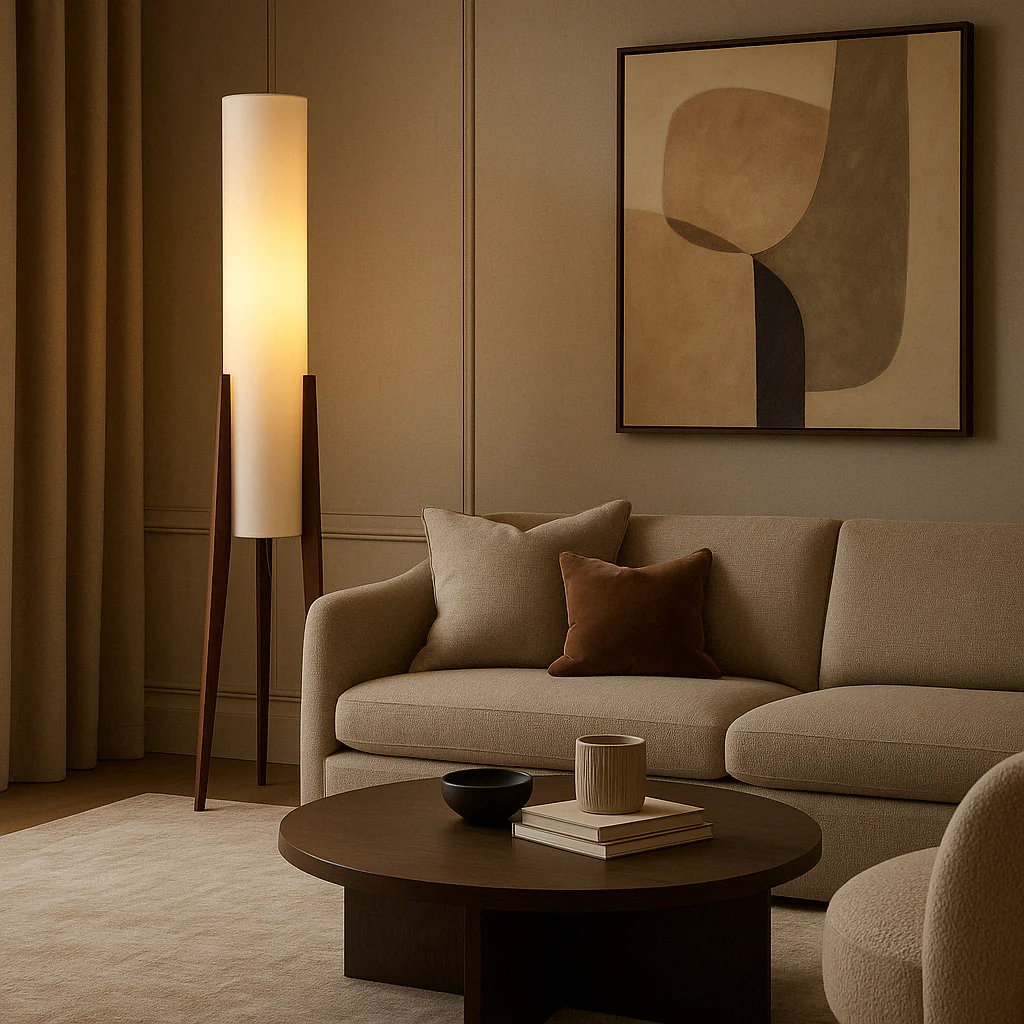 Walnut Floor Lamp | Solid Wood, Handcrafted with Warm LED Glow - Image 2