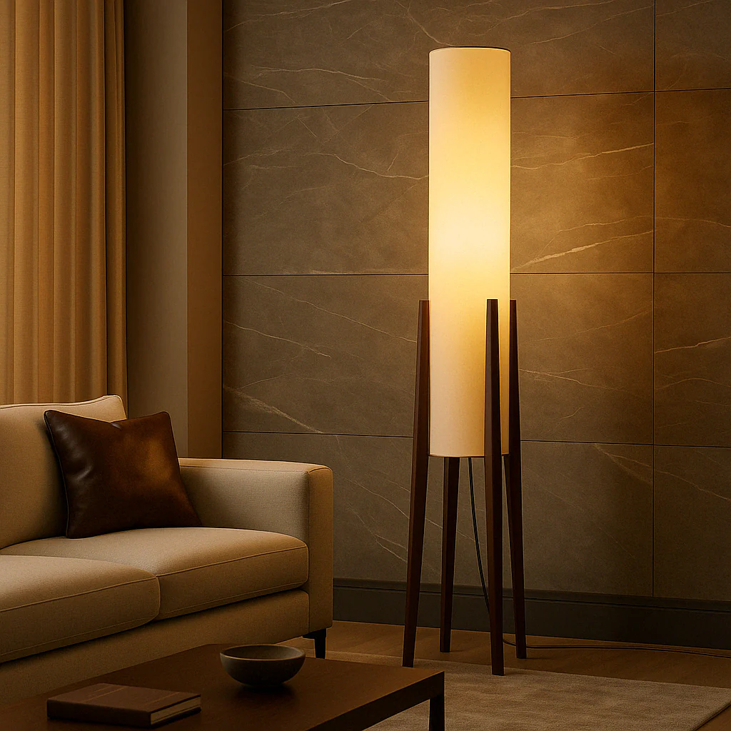 Walnut Floor Lamp | Solid Wood, Handcrafted with Warm LED Glow - Image 5