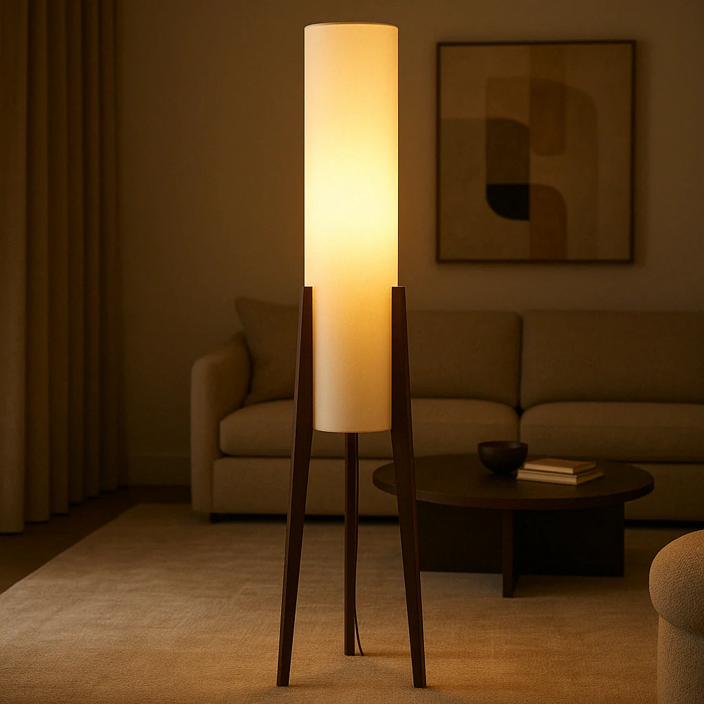 Walnut Floor Lamp | Solid Wood, Handcrafted with Warm LED Glow - Image 6