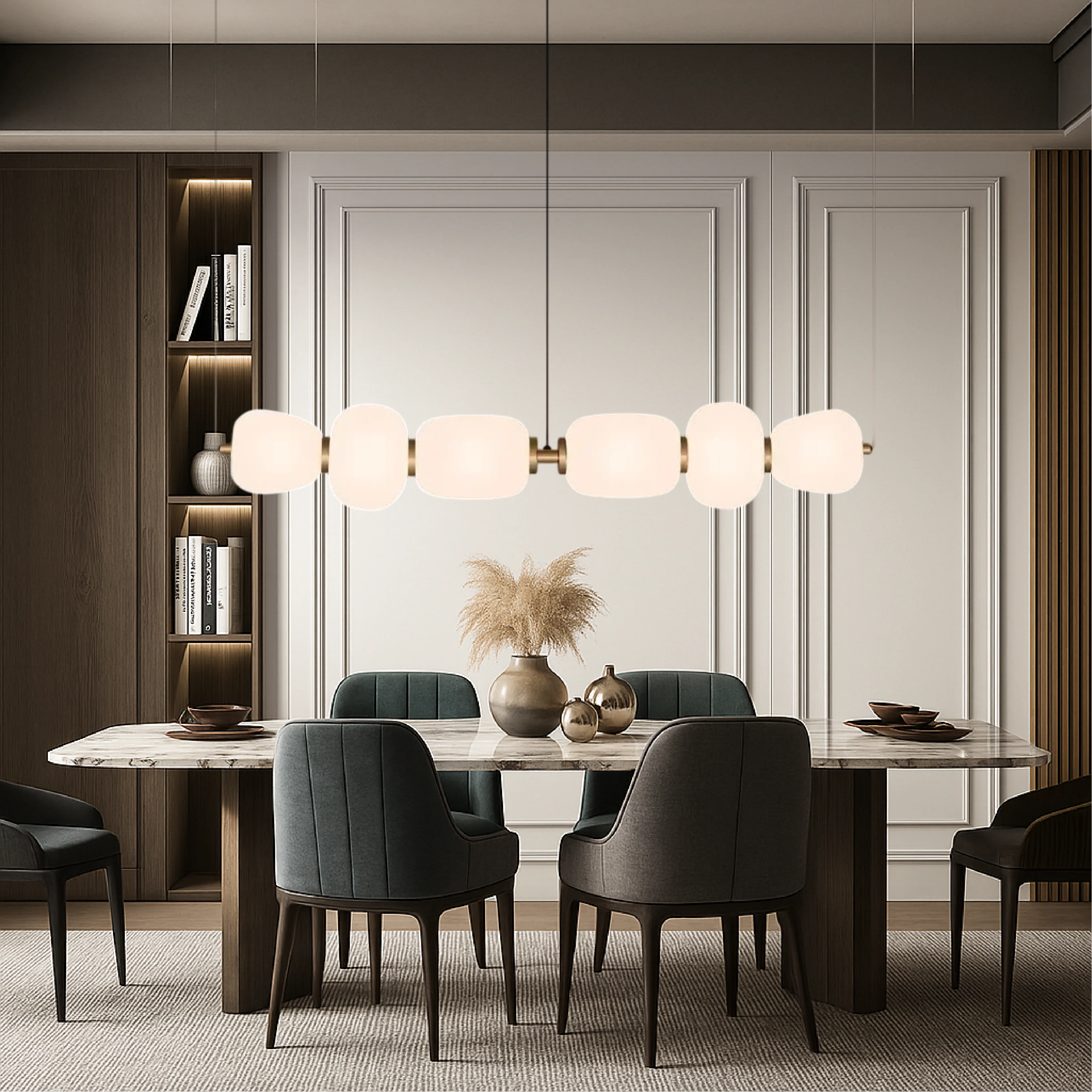 White Glass Bar Pendant Light for Kitchen Island - Modern Fixture