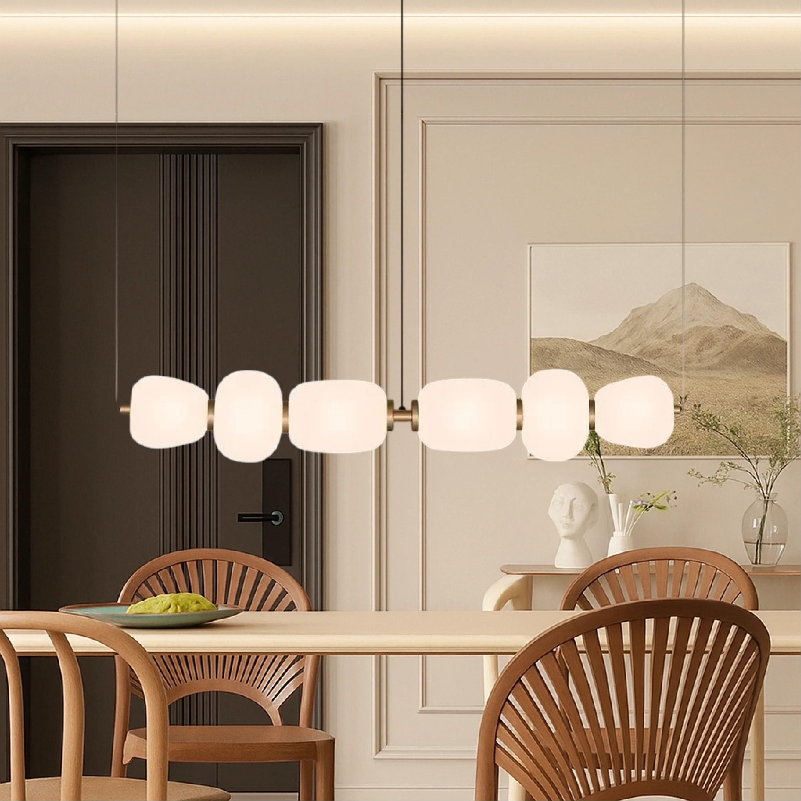 White Glass Bar Pendant Light for Kitchen Island - Modern Fixture - Image 2