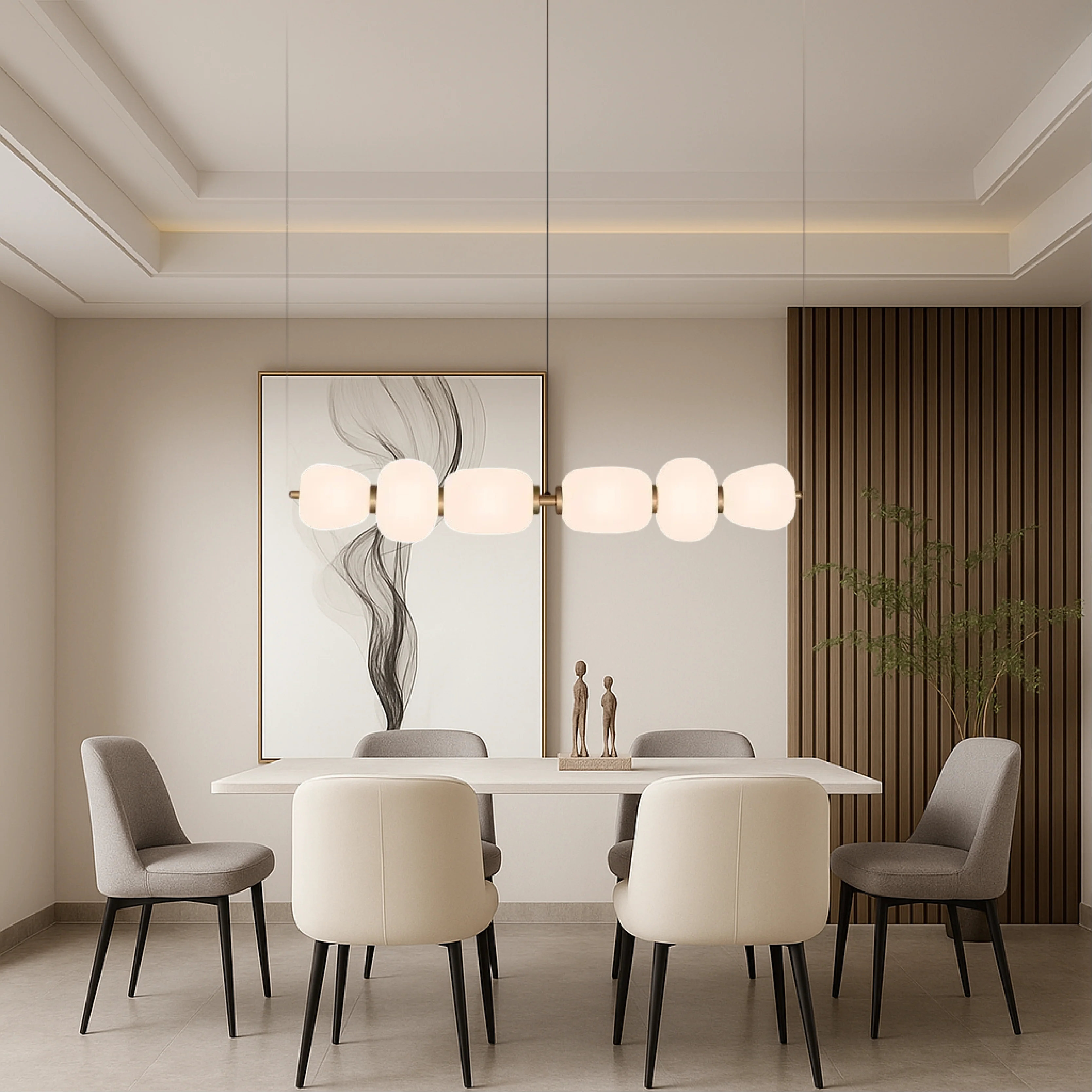 White Glass Bar Pendant Light for Kitchen Island - Modern Fixture - Image 3