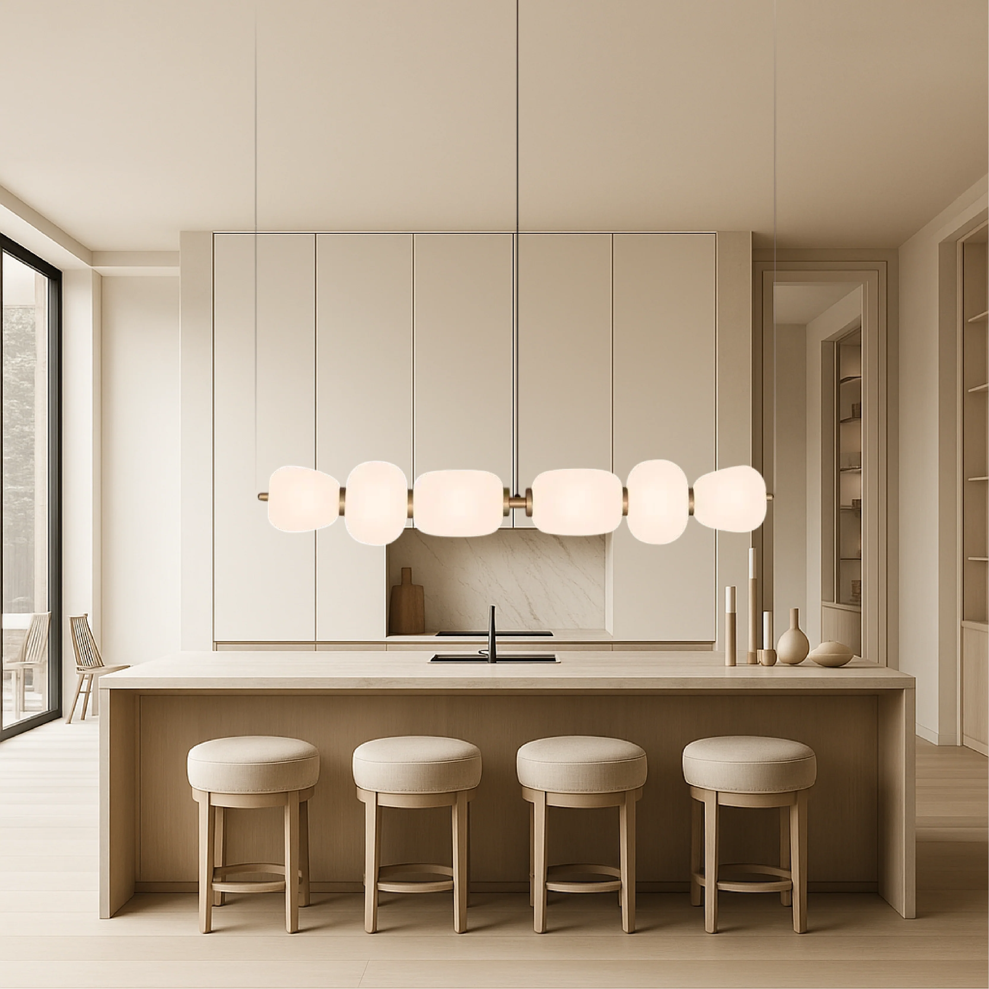 White Glass Bar Pendant Light for Kitchen Island - Modern Fixture - Image 4